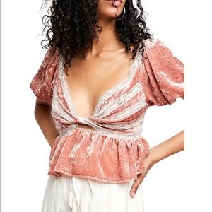 NWT Free People Yours Truly Velvet Top Mauve size Medium